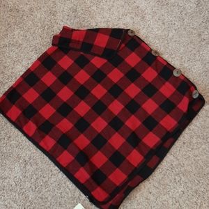 Buffalo plaid red and black poncho